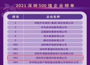 Huachenyang Tech Ranks Among the “Top 500 Shenzhen Enterprises” in 2021