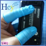 Blue medical nitrile finger cots