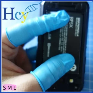 Blue medical nitrile finger cots