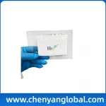 Gloved hand holding a white card with the blue-yellow HCY logo on a plain background.903 DBS Collection Cards - 5-Samples