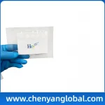 Gloved hand holding a small white card with a blue DNA-like logo, lab setting feel, against a white background; website www.chenyanglobal.com on a blue banner.903 DBS Collection Cards - 5-Samples